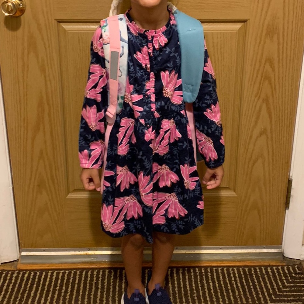 Pink floral little girl dress